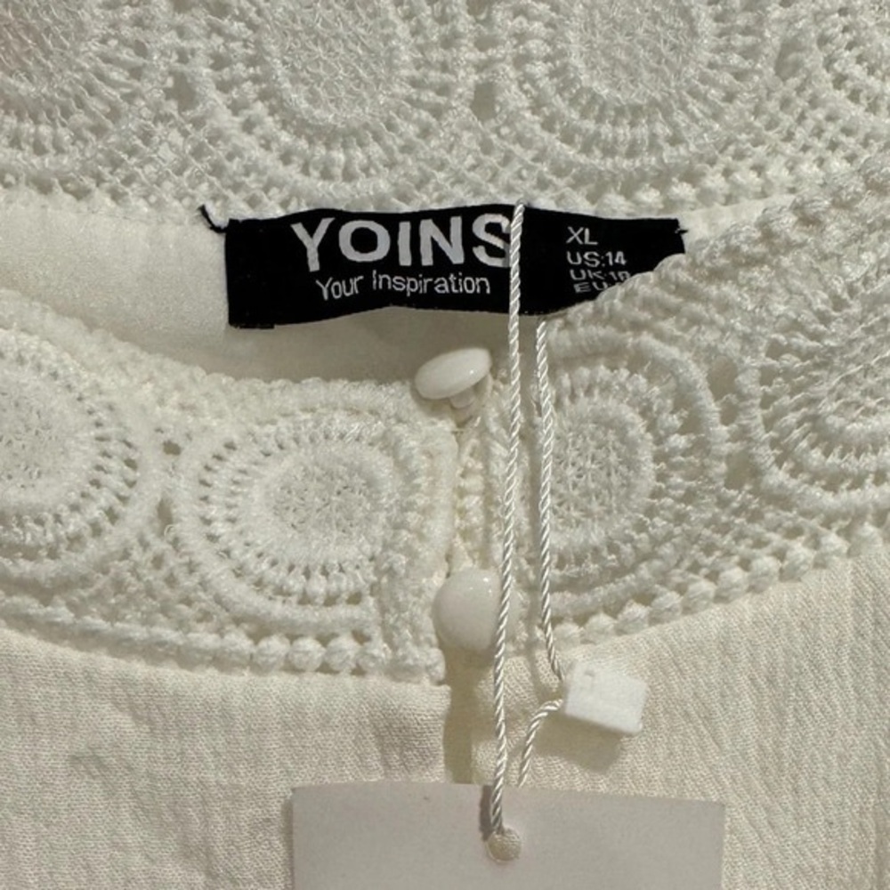 Yoins your inspiration white sun dress wedding lined zipper ruffles strappyUSXL - Picture 5 of 7